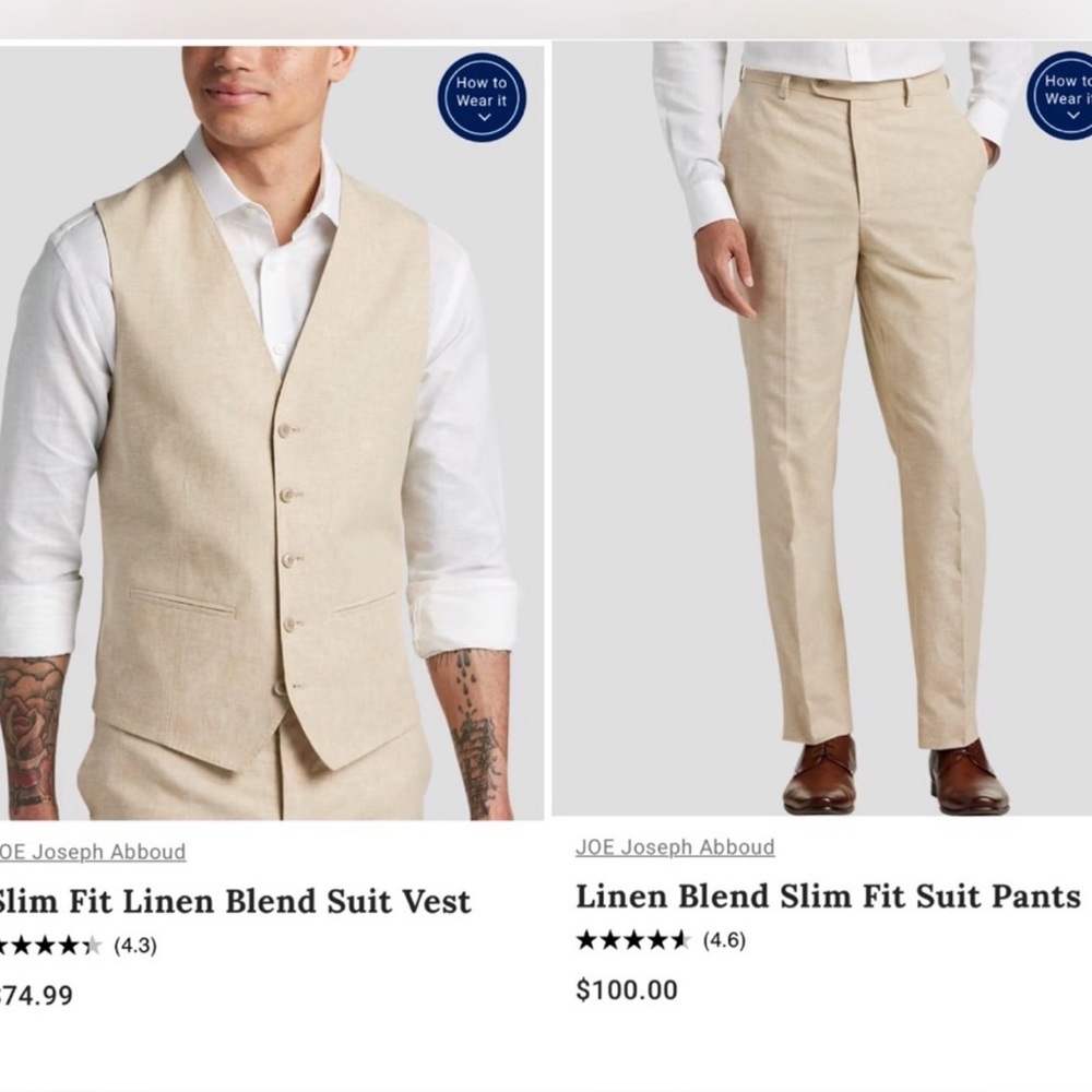 Joseph Abboud Tan Men's Suit Vest and Pants Set - Picture 7 of 7